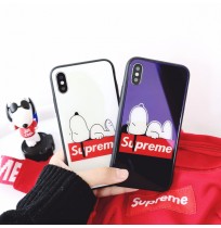 シュプリーム スヌーピー iphone12/11/8プラス 強化ガラスケース supreme アイフォンX ケース iphone 7/7plus   6s/6s plus 6/6 plus ガラスカバー