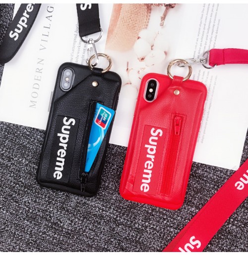 シュプリーム Iphonexケース 背面手帳型 シュプリーム アイフォン8プラスカバー 財布一体型 カード ポケット メンズ