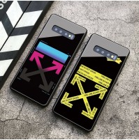 OFF-WHITE ギャラクシーS10/S10プラスカバー galaxyS10e背面ガラスケース Huawei P20Pro保護ケース 男女兼用