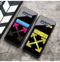 OFF-WHITE ギャラクシーS10/S10プラスカバー galaxyS10e背面ガラスケース Huawei P20Pro保護ケース 男女兼用