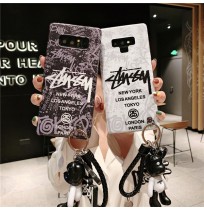 ステューシー galaxy s10/s10+/s10e s8/s8+ s9/s9+ キーホルダーつきケース ブランド ギャラクシーノート8/9チャーム付きカバー ペア