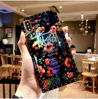 ステューシー iPhone SEカバー Stussy GALAXY S10/S10+/S9/S9+/S8/S8+ケース 派手 アイフォンXS/XS MAXケース キラキラ ギャラクシー Note8/Note9カバー 四角 iPhoneX/XRカバー 送料無料