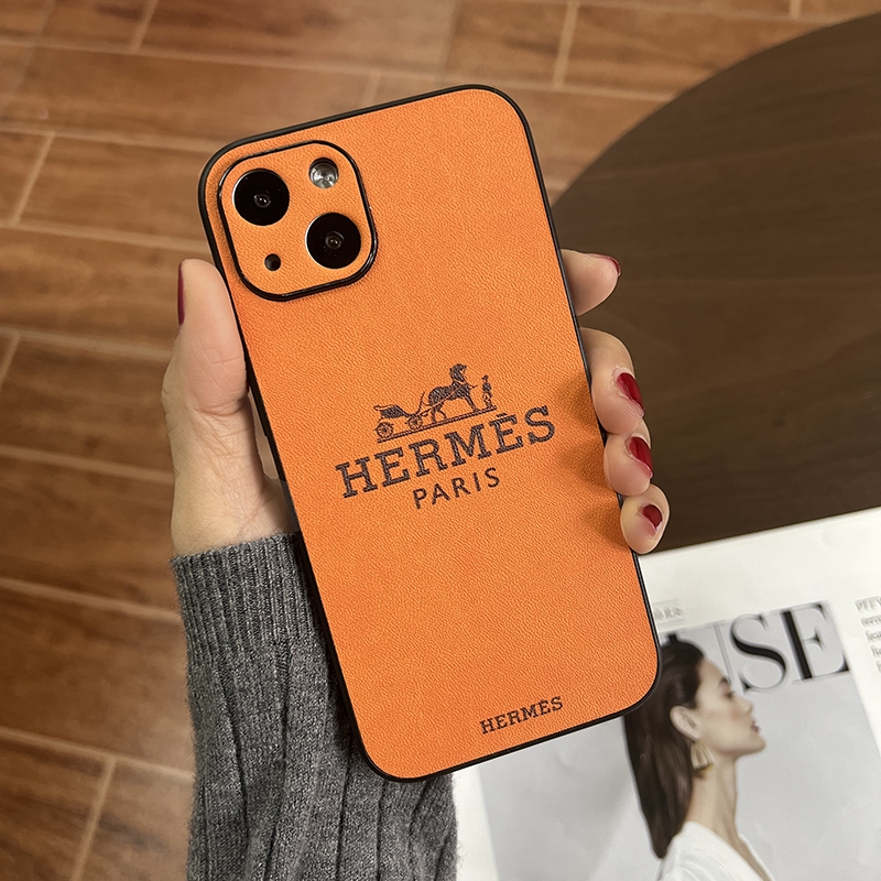 HermesエルメスiPhone12ケースカバー本革ロゴ入り完売